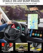 Rearview Mirror Tablet Holder for Car, [Rear View Mirror 4 Claws Design] 360° Rotatable and Retractable, Fit Thick Cases [Deep Max 1.18"] for iPad Pro Air Mini, Galaxy Tab, iPhone, 6-15.6" Devices