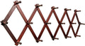 SKOLOO Accordion Wall Hanger with 16 Hooks, Modern Expandable Coat Rack Hat Rack for Wall, Solid Wooden, Cherry Red