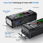 AVAPOW TJ68 10000A Battery Jump Starter Portable with 4 HD Display PD 65W Dual-Way Fast Charging,12V Jump Box, Car Battery
