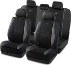 Skechers Air-Cooled Memory Foam Seat Covers,Mesh Thick Car Seat Covers,Piping Leather Car Seat Cover,Airbag Compatible,Automo