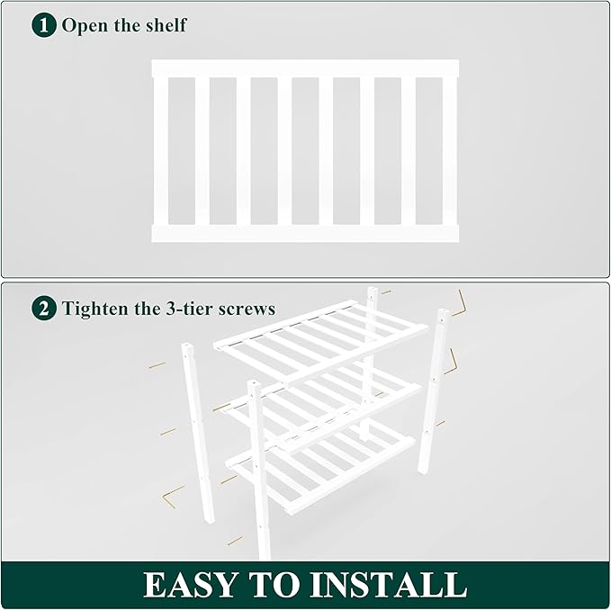 Smiry Bamboo Shoe Rack for Closet, 3 Tier Small Wooden Stackable Shoe Organizer, Free Standing Shoes Storage Shelf for Entryw