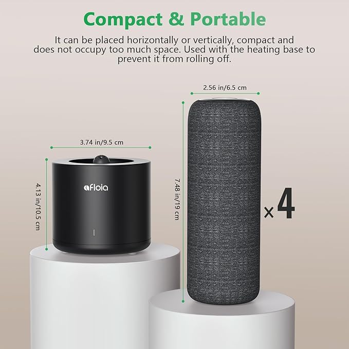 Afloia Rechargeable Cordless Gun Safe Dehumidifier with Heating Base, Mini Quiet Portable Dehumidifier for Spaces Like Room,