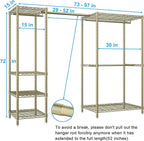 Ulif E10 Clothes Rack（With Stretchable Hanger Rod）Freestanding Clothing Racks for Hanging Clothes，Adjustable Closet Organizer