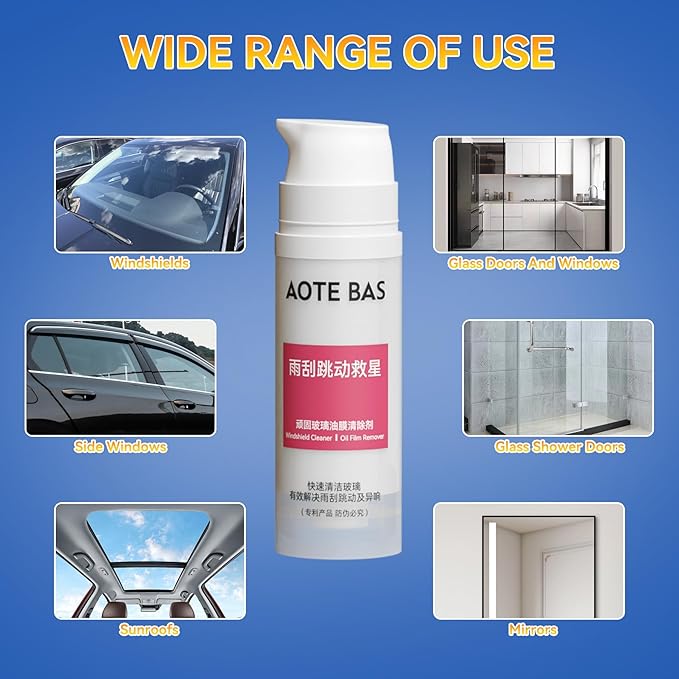 Windshield Cleaner Oll Film Remover & Rain Repellent for Car- Abrasive Glass Cleaner Remove- Oily Stains & Remains of Other C
