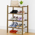 Smiry Shoe Rack, 4 Tier Thick Small Bamboo Shoe Organizer, Stackable Free Standing Wooden Shoe Storage Shelf for Closet, Entr