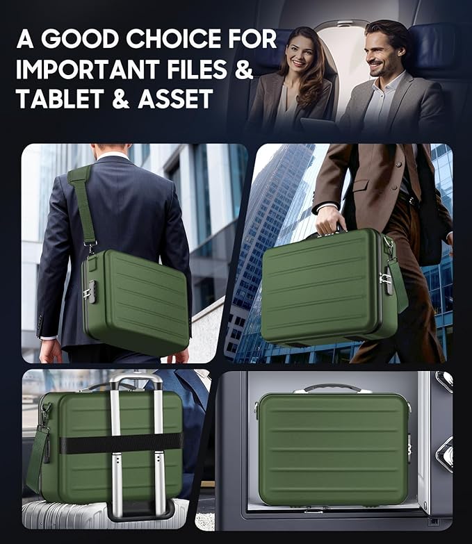 Fireproof Document Box with Lock, Hard-Shell Fireproof Safe for Home Documents, Portable Travel Fire Proof File Box for Passp