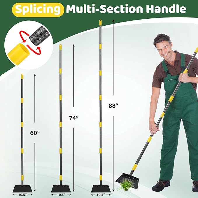 Ice Scraper, Snow Shovel, 2 Spades, 88" Detachable Garden Flat Shovel Scraper, Multifunctional Garden Cleaning Shovels,Heavy Duty Floor Scrapers for Weeding, Edging, Driveway Snow Ice Removal