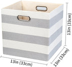 Posprica Storage Cubes,13×13 Collapsible Storage Baskets Bins Fabric Drawers - 2pcs, Grey-white Striped