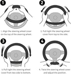 Soft Car Steering Wheel Cover for Sedan, SUV, Warm Luxury Velvet, Odorless, Universal, Anti Slip, Summer Winter, Gray, Standa