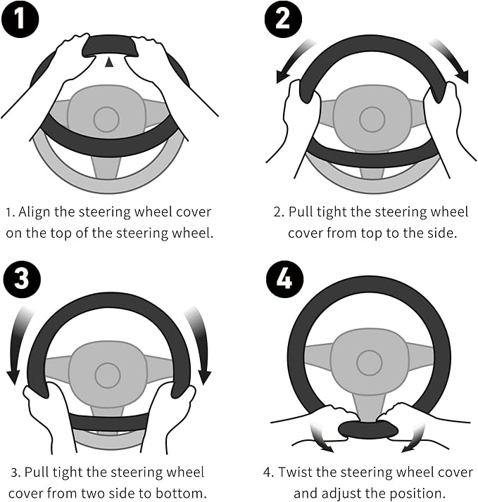 Soft Car Steering Wheel Cover for Sedan, SUV, Warm Luxury Velvet, Odorless, Universal, Anti Slip, Summer Winter, Gray, Standa