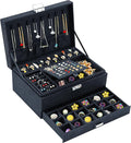 QBestry Jewelry Box for Women with Drawer, 3-Layer Large Jewelry Organizer with Lock & Key, 8 Necklace Hooks & 56 Earring Hol