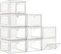 7 code Large Clear Shoe Boxes Organizer【Thicker Material】 Stronger Shoe Box with Magnetic Door, Stackable Shoe Storage Box fo