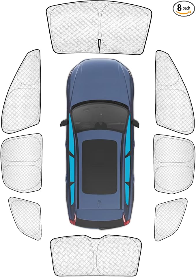 KMF 8pcs Thicken Sun Shades for Volvo XC60 2018-2025 2026 Accessories, Full Car Window Covers Sunshade for Windshield Side Rear, UV Block and Blackout Protect Privacy for Car Camping Outdoor