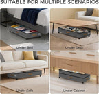 Under Bed Storage with Wheels 2-Pack, 75L XXL Under the Bed Storage Containers Large, 12" Tall Adjustable Storage for Underbe