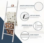 Delywh Wood Blanket Ladder, 57.5'' Rustic Towel Quilt Throw Blanket Ladders for The Living Room, Bedroom, Nursery Stand Holde