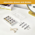 ProCase Earring Holder Organizer Jewelry Box with 5 Drawers, Acrylic Clear Earring Case with Adjustable Velvet Trays for Wome