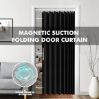 Jilron 100% Blackout Fabric Folding Door Curtain with Magnetic Closure - Accordion Style for Sliding Doors, Closets,Wardrobe 