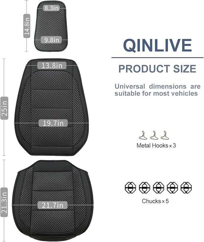 1 Pack Ventilated Cooling Car Seat Cover for Summer, 3D Air Mesh Breathable Leather Front Seat Protector with Storage Pocket,