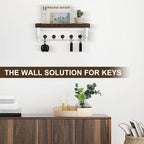 Key and Mail Holder Wall Mount, Key Holder with Shelf and Mail Organizer Wall Mount. Mail Holder with 5 Hooks for Coat, Dog L
