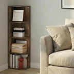 Furinno PASIR Book Shelf, 4-Tier Corner Bookshelf with Open Shelf, Standing Bookcase, 9.3 x 12 x 41.4, for Organization and S