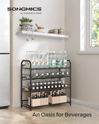 SONGMICS Stackable Shoe Rack, 4 Tier Metal Shoes Rack Storage Shelf, Holds up to 16 Pairs Shoes, Adjustable Slanted Shelves S
