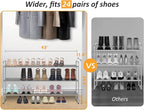 MISSLO Long 3 Tier Shoe Rack for Closet Shoe Organizer Storage Stackable Wide Shoe Shelf Holds 24 Pairs of Men Sneakers, Wome