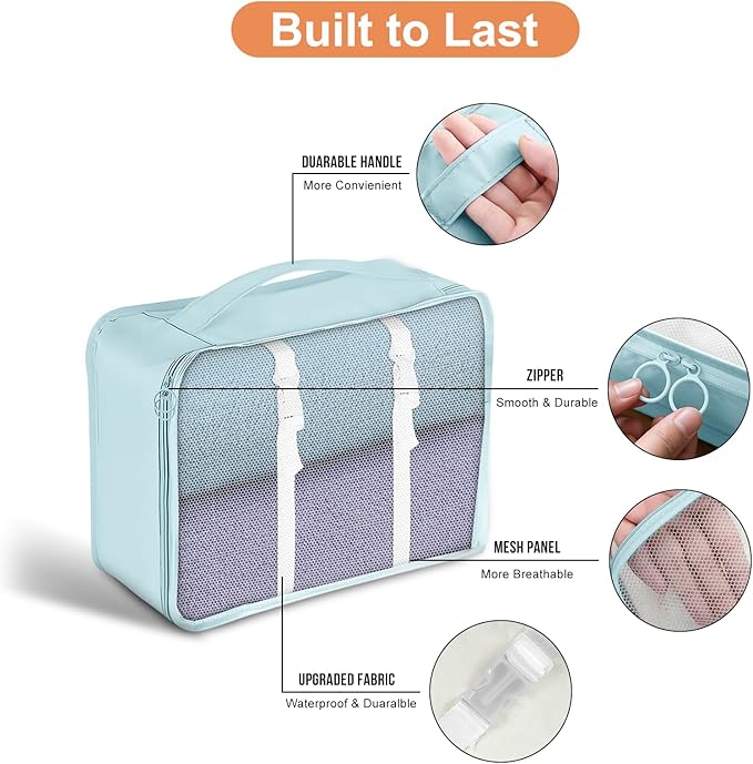 Packing Cubes for Travel - 8 Set Luggage Organizer Bags for Family, Mesh Breathable Travel Essentials Bags Set Durable Travel