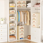 DIMJ Closet Organizers and Storage - Fabric Bins with Drawers for Closet Foldable Clothes Organizers with Clear Window, Stack