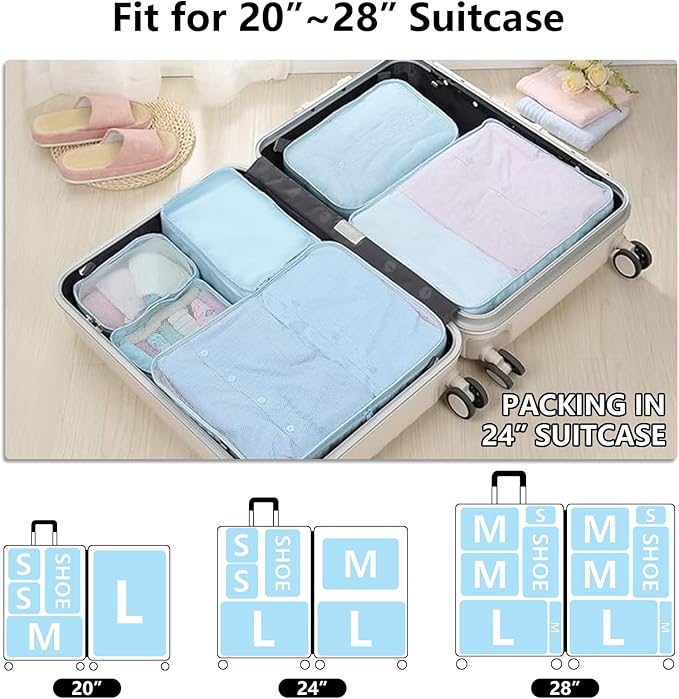 Packing cubes for Travel CALACH Luggage Organizer Bags 6 Set Packing Cubes for Suitcases Travel Essentials for Carry on Mesh 