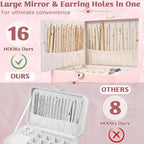 3 Layer Jewelry Boxes Large Jewelry Holder Organizer Case with 2 Jewelry Organizer Drawer PU Necklace Organizer Lockable Upgr