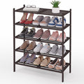 Smiry Bamboo Shoe Rack 5-Tier, Stackable Wooden Shoe Organizer for Entryway & Closet, Free Standing Wood Shoe Storage Shelf f