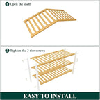 Smiry Bamboo Shoe Rack for Closet, 3 Tier Wooden Stackable Shoe Organizer, Free Standing Shoes Storage Shelf for Entryway, Fr