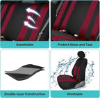 FH Group Car Seat Cover Front Set Striking Striped Car Seat Covers with Front Seat Covers and Rear Split Bench, Universal Fit