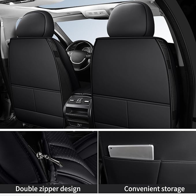 Car Seat Covers, Breathable & Waterproof Faux Leather Automotive Seat Covers for Cars SUV Truck Sedan, Universal Anti-Slip Dr