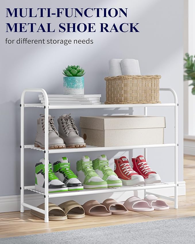 Kitsure Shoe Rack - Stainless Steel Shoe Organizer, Sturdy Shoe Rack for Closet and Front Door Entrance, Free Standing Shoe S