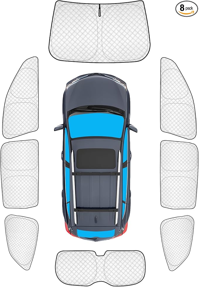 KMF 8pcs Thicken Sun Shades for Subaru Ascent 2019-2025 Accessories, Full Car Window Covers Sunshade for Windshield Side Rear, UV Block and Blackout Protect Privacy for Camping