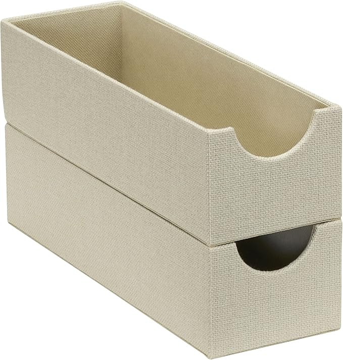 Household Essentials 2-Pack of Drawer Organizers, Sturdy Chipboard With Soft Polyester Cover, Cream Linen