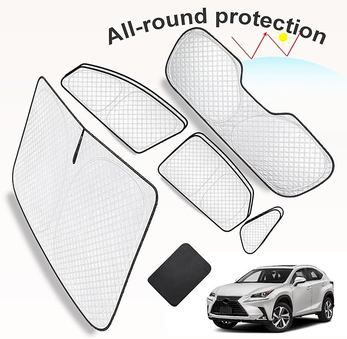 KMF 8pcs Thicken Sun Shades for Lexus NX 2022-2025 2026 Accessories, Full Car Window Covers Sunshade for Windshield Side Rear, UV Block and Privacy Blackout for Car Camping Outdoor