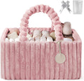Blissful Diary Flannel Diaper Caddy Organizer, included Gift Packaging, Cozy Nursery Storage Basket, Gift for Baby Shower, Ne