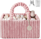 Blissful Diary Flannel Diaper Caddy Organizer, included Gift Packaging, Cozy Nursery Storage Basket, Gift for Baby Shower, Ne