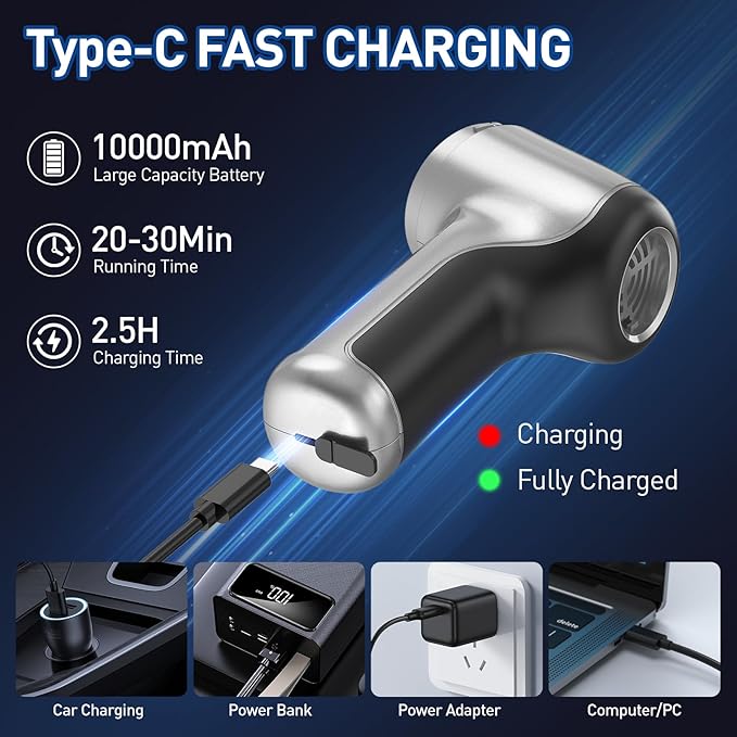 AHNR Handheld Car Vacuum Cleaner Cordless with Brushless Motor, 20000PA High Power Vacuum Cleaner & Air Duster, 3 in 1 Keyboa