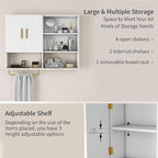 Bathroom Wall Cabinet Wood Large Wall Mounted Medicine Cabinet with 2 Doors and 4 Open Shelves Over Toilet Storage Cabinet Or