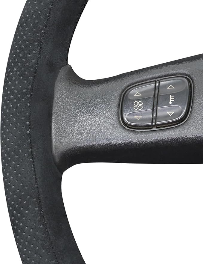 MEWANT Hand Stitched Steering Wheel Cover for Chevy Silverado 1500 2003-2006 Black Red Athsuede Steering Wheel Wrap
