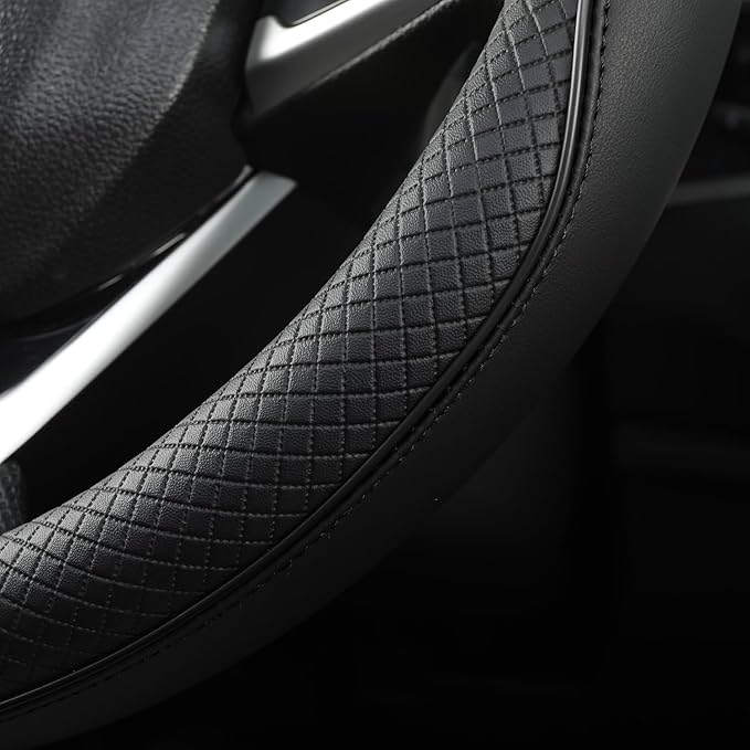 West Llama Microfiber Leather Steering Wheel Cover for Toyota, Textured Design, Custom Fit for 14.5-15 inch, Durable & Comfor