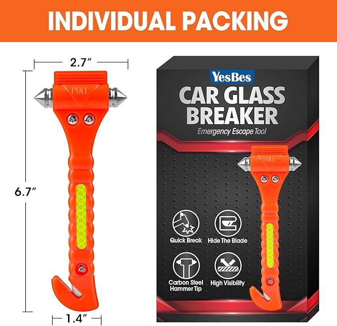 10 Pack Car Safety Hammer, Window Breaker Seatbelt Cutter 2-in-1, Auto Emergency Escape Tool Car Window Breaker Tool, Car Acc