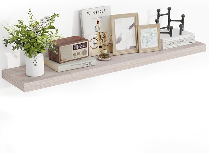 48 Inch Floating Shelves, 3D Textured Wood Grain, 48"x9.25"x1.5" Inch Deep Floating Shelves for Wall, Wooden Shelves for Bath