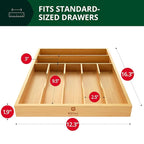 ROYAL CRAFT WOOD Adjustable Bamboo Drawer Dividers Organizers (17-22") - Bamboo Kitchen Drawer Organizer 7 Slot