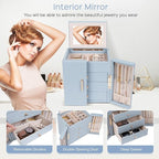 Dajasan Large Jewelry Box Organizer, Jewelry Storage Organizer with 3 Drawers, Huge Jewelry Box with Mirror for Women Girls, 