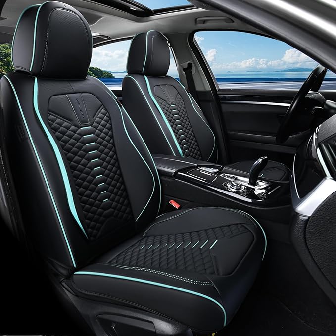 Coverado Seat Covers, Car Seat Cover Front Seats, 2 Pack Universal Seat Covers for Cars, Nappa Leather Waterproof Seat Cover,