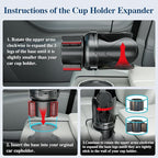 Car Cup Holder Expander, Cup Holder Extender Adapter with Expandable Arm and Adjustable Base, Compatible with Yeti Ramblers 1